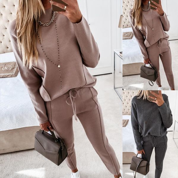 

winter autumn sets tracksuits womens pants turtle neck blouse drawstring two piece set female sport suit clothing, White