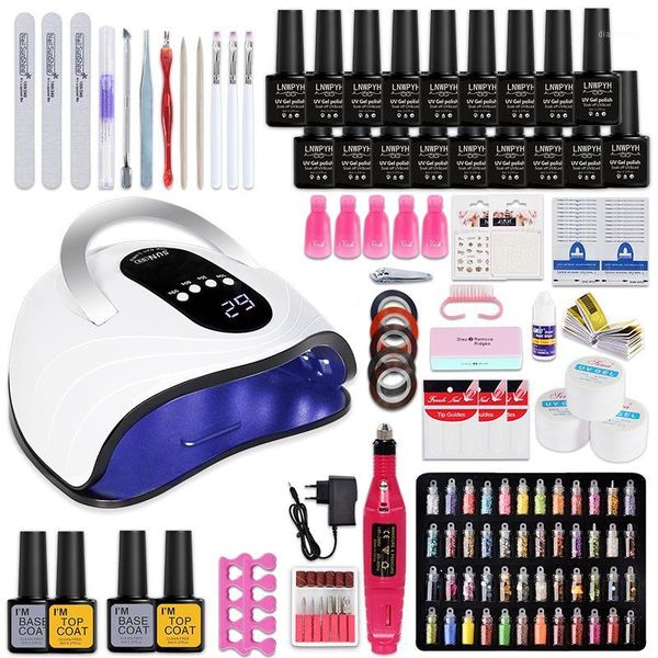 

nail set for 18/12 kinds polish kit with drill machine lamp acrylic art tools nails decorations1