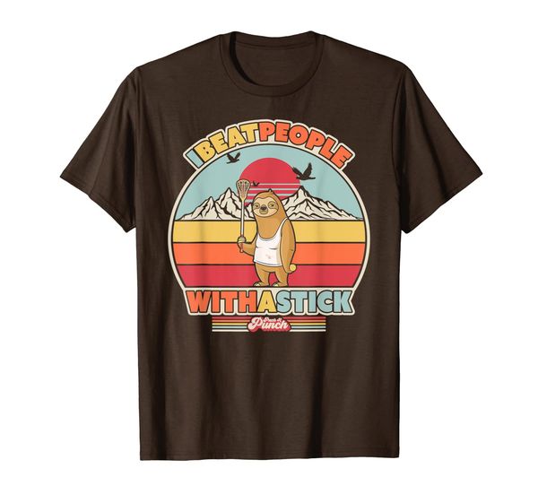 

lacrosse sloth shirt. retro style i beat people with a stick t-shirt, White;black