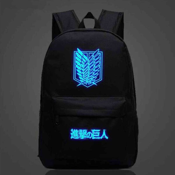 

attack on titan anime school bag noctilucous luminous backpack student notebook daily glow in the dark