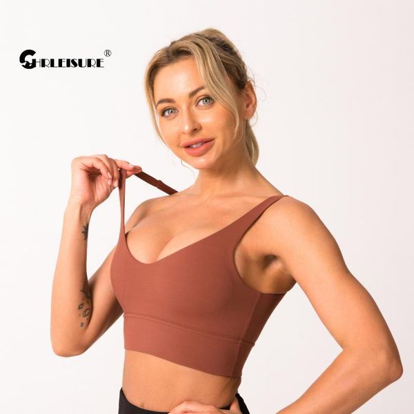

slim sport deep v-neck wish chest pad yoga bralette no rims gather running breathable quick dry gym bra outfit
