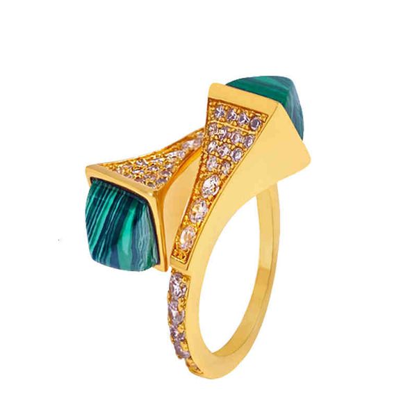 Esagerato Metallico Colore Pietra Doppia Pagoda Diamond Ring Set Personalizzato Style Style Index Index