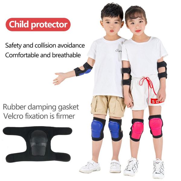 

kids sports elbow pad and knee set thick sponge skate dance kneepad brace support protectors for children & pads, Black;gray