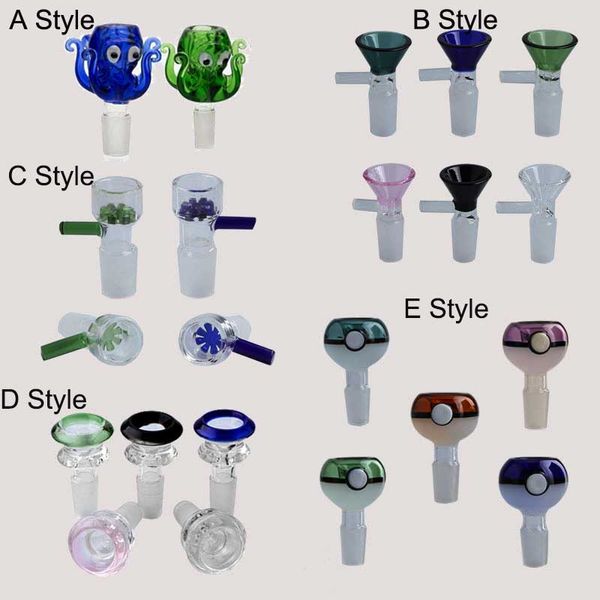 Shisha-Zubehör, 5 Stile, Glas-Räucherschalen, 14 mm, 18 mm, Außengelenk für Wasserbongs, Rohre, Bohrinseln