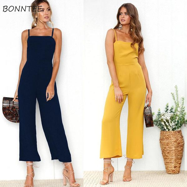 

women's jumpsuits & rompers women solid sling leisure backless soft bodysuit breathable skinny tunic lady basic trendy elegant chic cha, Black;white