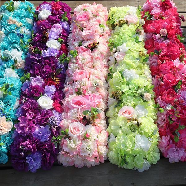 

artifical rose hydrangea styles flower rows for wedding party arch and t station decoration flowers diy supplies decorative & wreaths