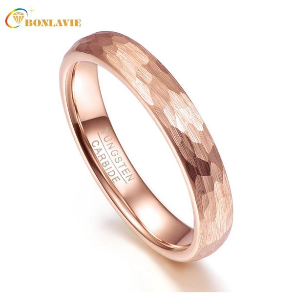 

cluster rings bonlavie rose gold geometric figure 4mm width men women tungsten carbide anillos para hombres wedding bands, Golden;silver