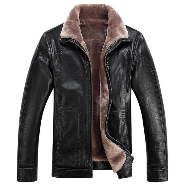 

men's jackets 2021 winter mens leather long sleeve faux coat casacas de cuero casual slim fit warm travel jacket, Black;brown