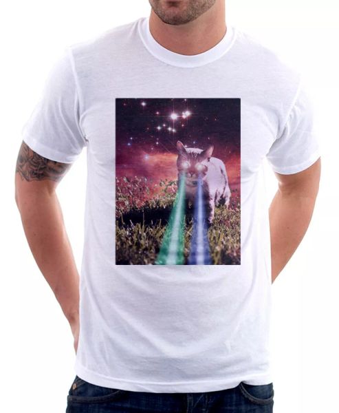 

Laser space cat white printed t-shirt FN9818, White;black