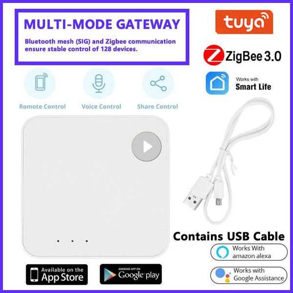 

smart home control tuya multi-mode gateway wifi+bluetooth-compatible+zigbee3.0 multi-protocol communication life app remote