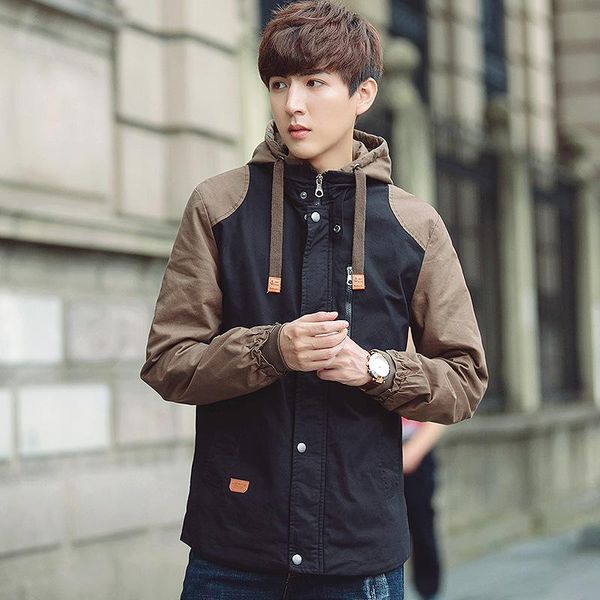 

men's jackets jacket, fall, cotton, hooded coat, youth, Black;brown