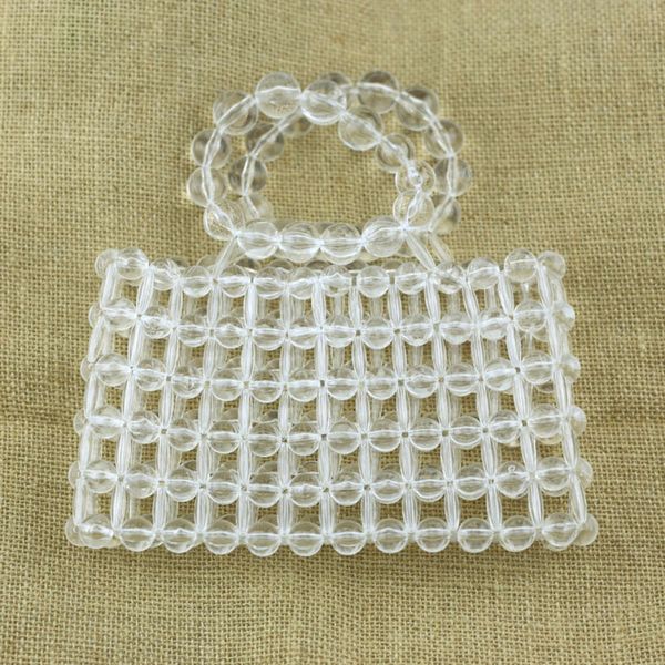

selling transparent acrylic beads hand beaded woven women's handbag fashion handbag