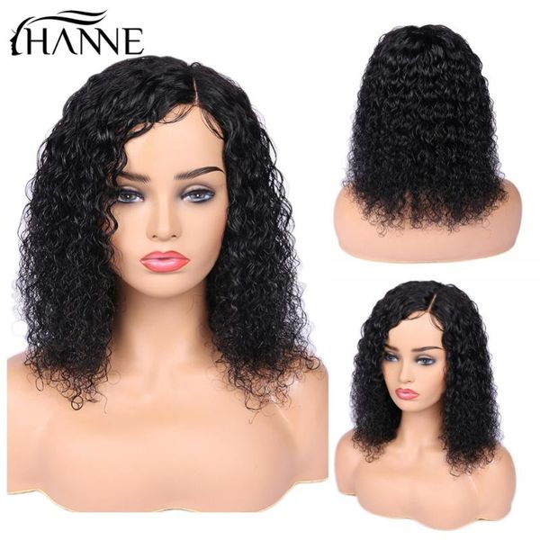 

lace wigs hanne hair short curly front human brazilian side part wig with baby for black women 150% density, Black;brown