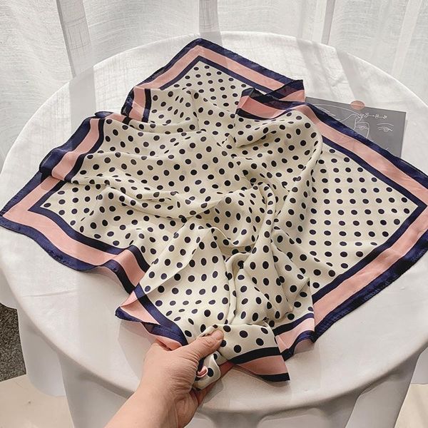 

scarves 2021 spring square for women print silk feeling scarf foulard female office neckerchief lady bandana neck luxury, Blue;gray