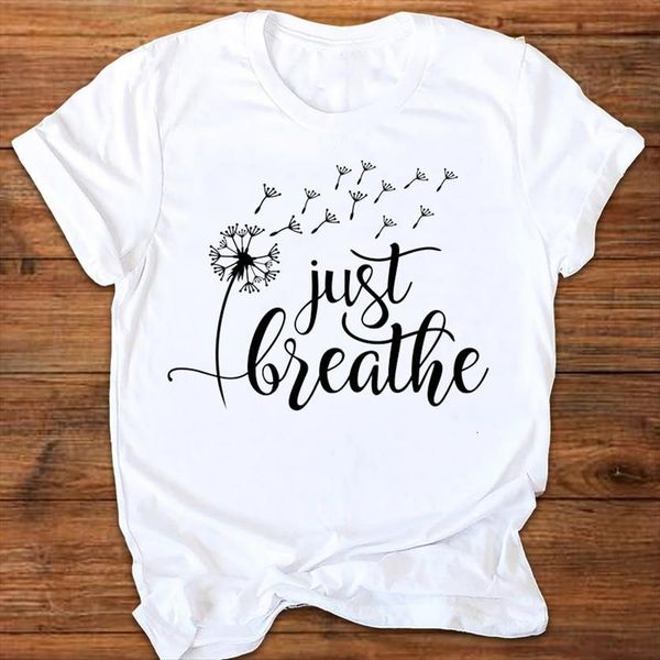 

graphic dandelion letters fashion 90s women t shirt cute printing print clothes tees female womens, White