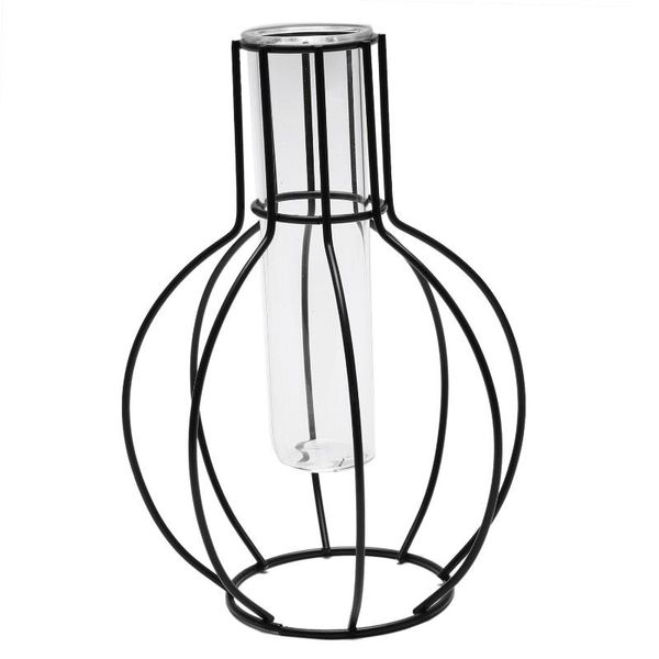 

vases jeyl nordic style 3d glass iron art geometric vase with cuvette tableplant bonsai flower wedding home decoration accessori