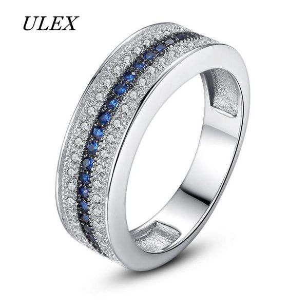 

cluster rings ulex fashion high-quality full crystal two-color micro-pavÃ© inlaid blue white zircon ring female wedding engagement, Golden;silver
