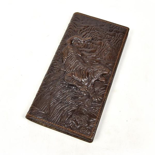 

wallets men long wallet standard handy cards coins banknotes real leather unique chinese style 2 types animal pattern durable with chain, Red;black