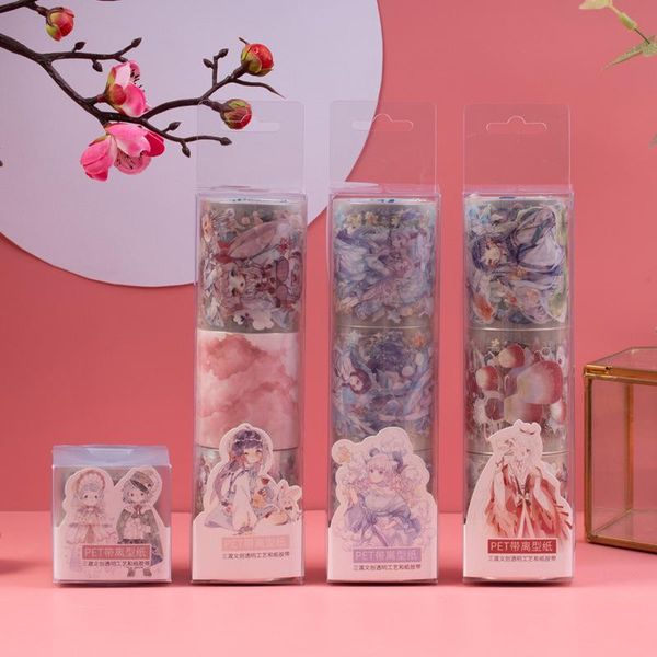 

gift wrap 4-roll petbox-packed washi paper tape stickers transparent figure hand account material scrapbooking