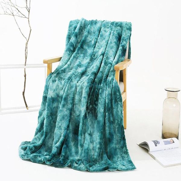 

80x120cm shaggy blanket double layer super soft fuzzy fur rainbow tie-dye printed cover comfortable fluffy throw blankets