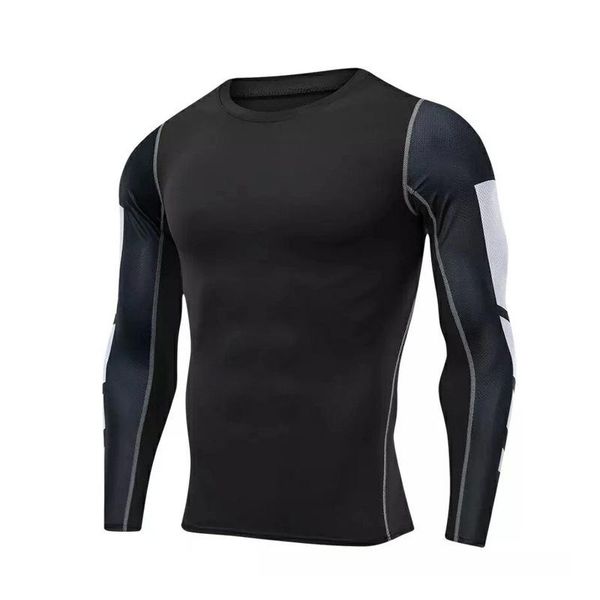 

running tights quick dry gym training t-shirts sport compression shirt jerseys long sleeve t-shirt, Black;blue