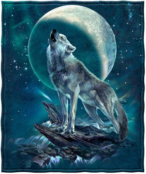 

blankets direct fleece throw blanket (moon soloist wolf)