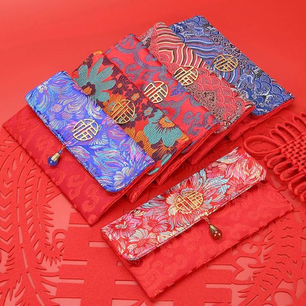

greeting cards chinese lucky money bag silk red envelopes cloth floral pocket year packet for spring festival's birthday