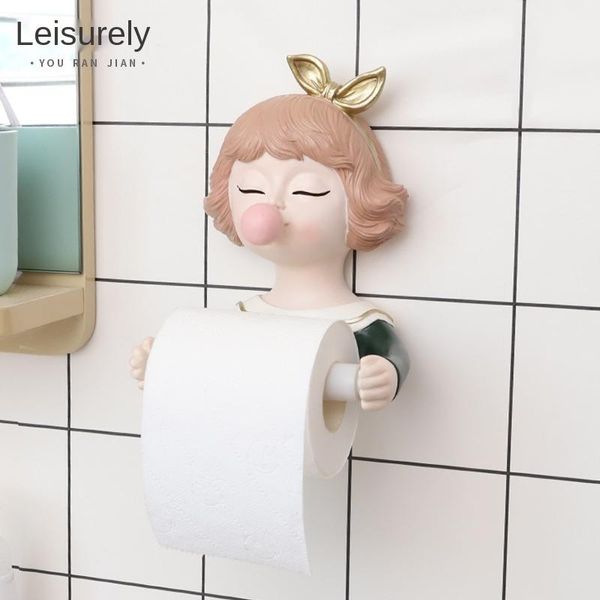 Крючки рельсы изысканный мультфильм девушка пузырь творческий туалет бумага коробка семьи декоративная стойка настенный крен