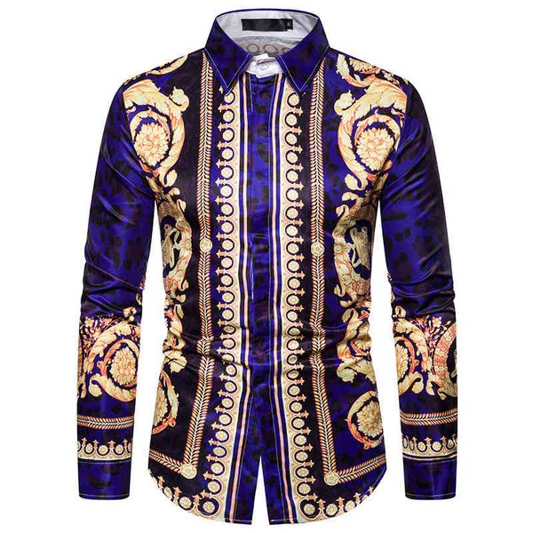 

boutique fashion shirt men's long sleeve creative 3d printing casual, White;black