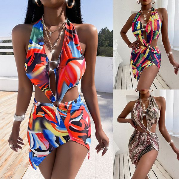 

fashion print one-piece swimsuit for lady ready to ship beach wear bathing suit in summer