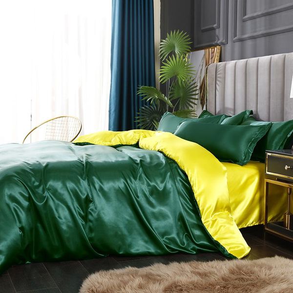 

bedding sets color matching duvet cover set 3/4 pieces bedclothes include bedsheet pillowcase comforter luxury green and yellow oceania