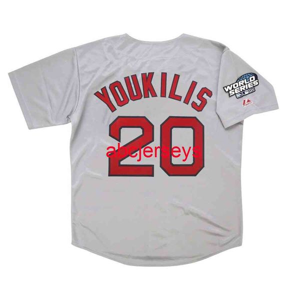 

stitched custom kevin youkilis 2004 grey road world series jersey add name number baseball jersey xs-6xl, Black