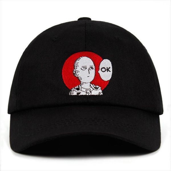 

one punch man saitama dad hat embroidery 100% cotton baseball cap anime fan hats for women men ok snapback, Blue;gray