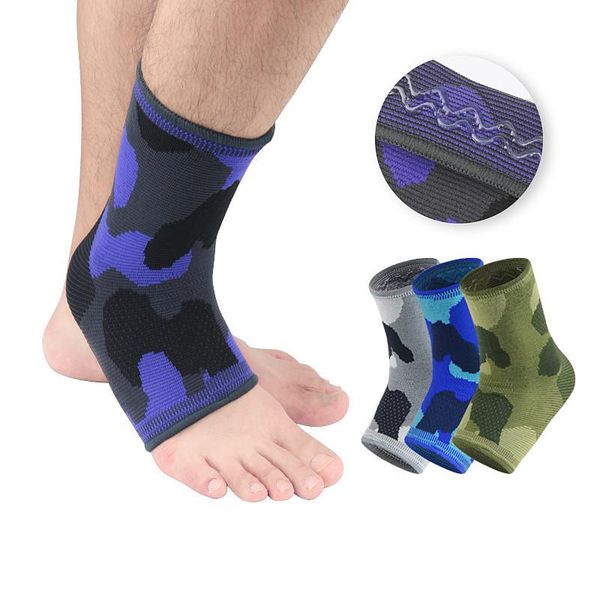 

1pair breathable sport ankle brace protector support pad elastic nylon strap for football basketball, Blue;black