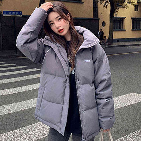 

zoki autumn winter puffer jackets women fashion thicken parkas solid warm coats elegant outwear mujer overwear korean 211130, Black