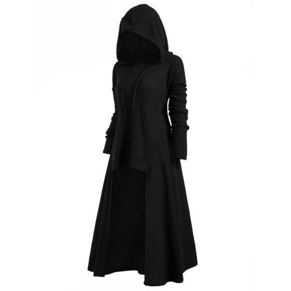 

plus size dresses autumn winter long sleeve solid color women's clothing round neck casual loose middle waist irregular skirt, Black