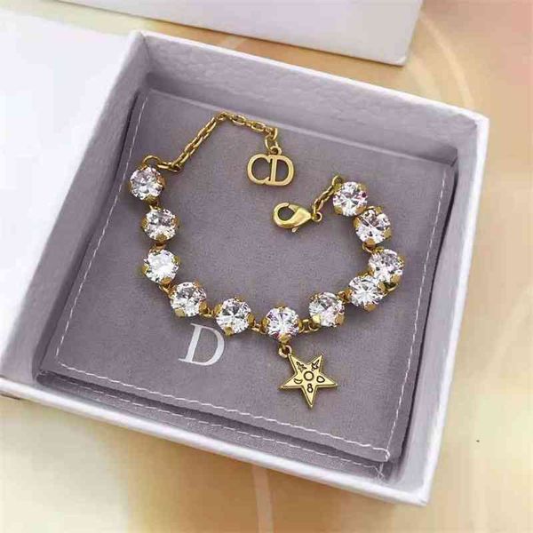 

70% off outlet online new five corner star full diamond family bracelet women's net red live jewelry, Black