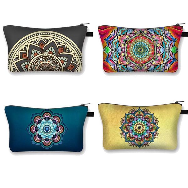 

cosmetic bags & cases mandala datura flower women makeup bag les african print make up organizer travel girls mini handbag