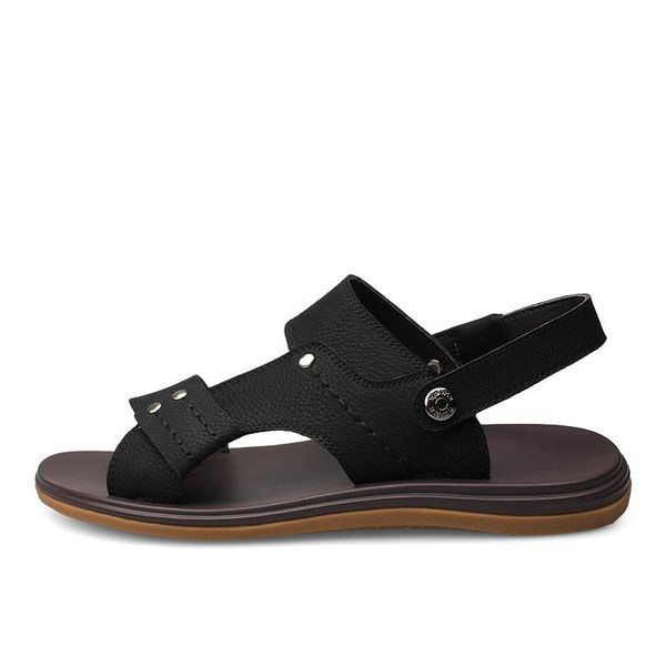 

sandals 2021 sandalsslippers transpirables mens para playa casual work sandalle da shoes safety big ete sandles herren heren rubber man, Black