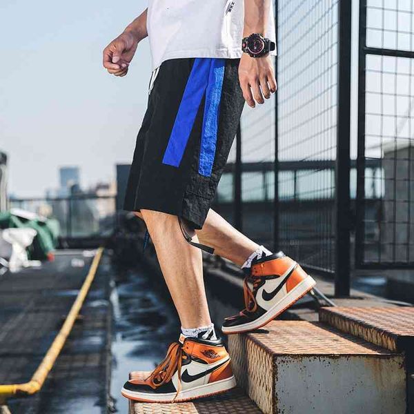 

men's shorts ribbon casual male solid color large size summer fashion bermuda mens beach sweatpants 3fjp, White;black