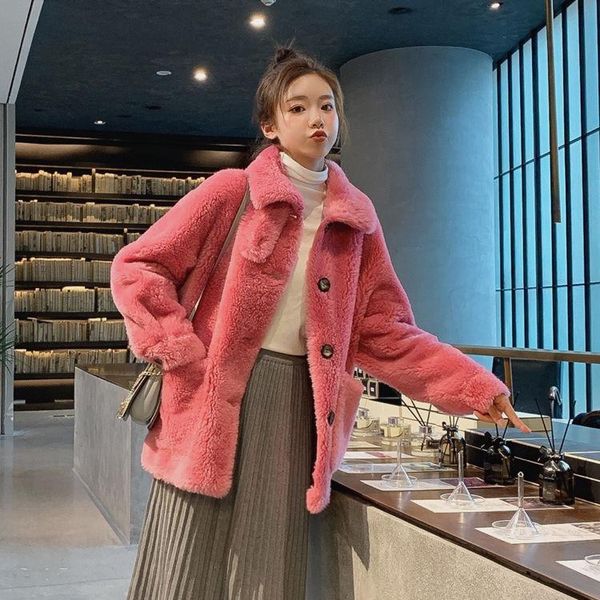 

women's fur & faux women 2021 autumn winter real wool coat female genuine sheep shearling clothes casual jackets outerwear abrigo mujer, Black