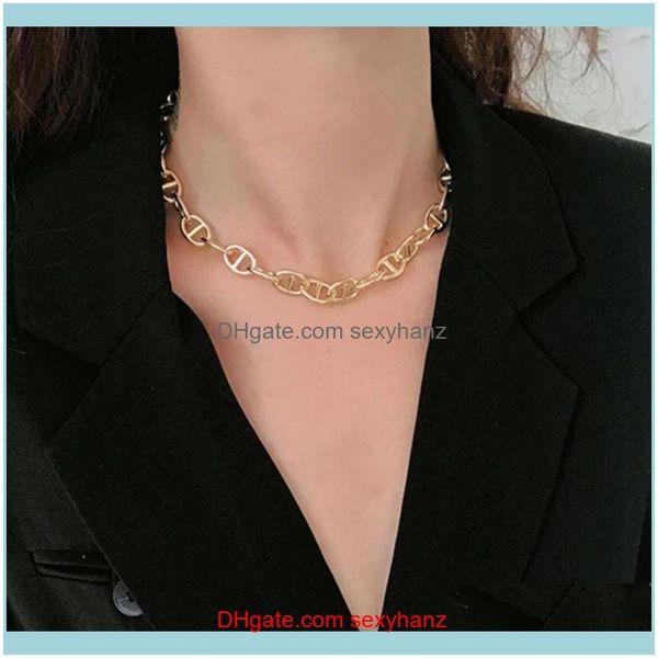 

necklaces & pendants jewelryhyperbole pig nose chain necklace for women trendy gold sier color metal thick short choker female jewelry choke, Golden;silver