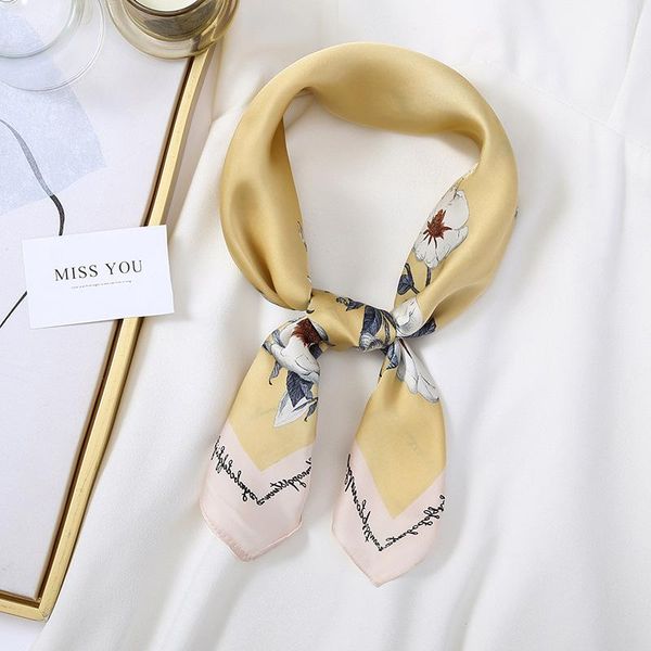 

scarves 70*70cm women hair scarf handkerchief fashion floral print headband silk satin hijab scarfs for ladies small shawl head, Blue;gray