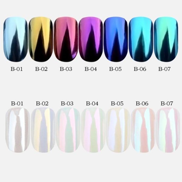 

nail glitter 1 box pearl powder neon shimmer mirror mermaid dipping white purple chrome pigment dust polish decor, Silver;gold
