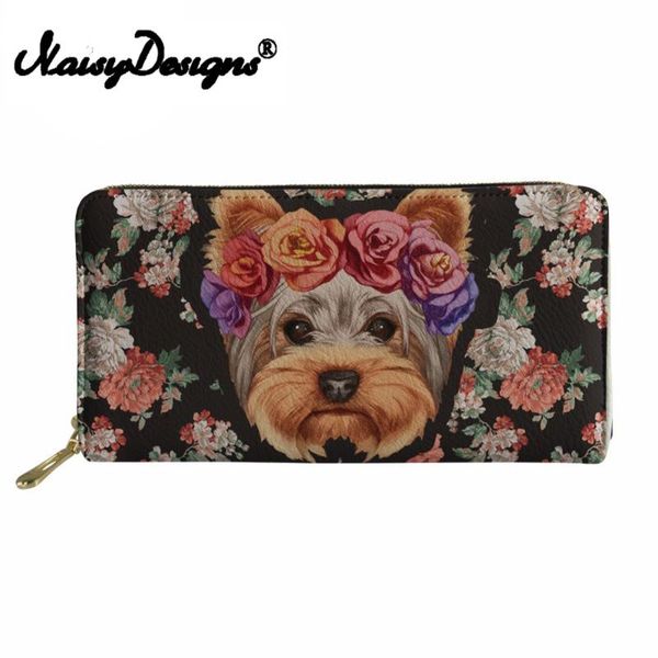 

wallets noisydesigns long purse women cartoon puppy yorkie print ladies coin change pocket for females card holders purses canta, Red;black