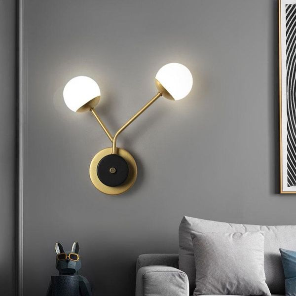 

wall lamp nordic led lamps double head acrylic ball living room bedroom bedside lights loft corridor indoor decorative luminaire