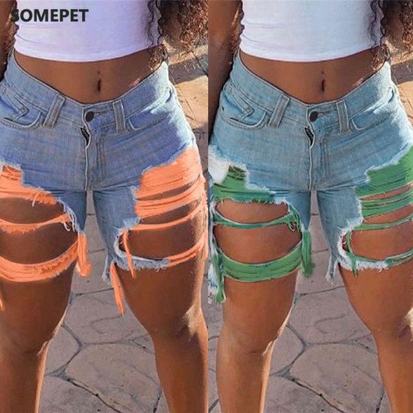 

women's shorts summer ripped denim fashion internet celebrities jeans plus size s-5xl, White;black