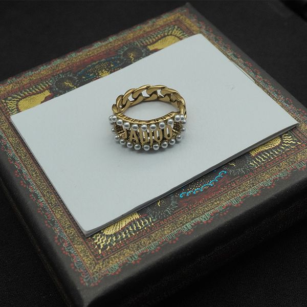 

d ja letter inlaid pearl rope 925 silver needle minority ring women's