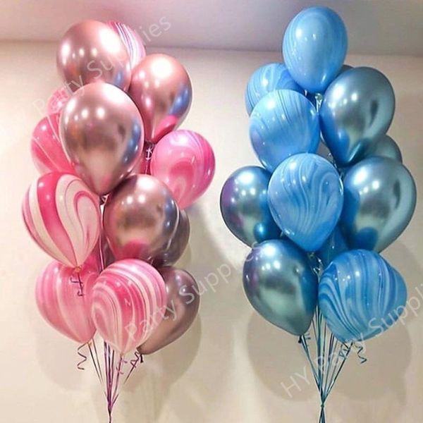 

10pcs 10inch pink blue agate marble latex balloons metallic balloon wedding birthday party decoration ballons kids toys