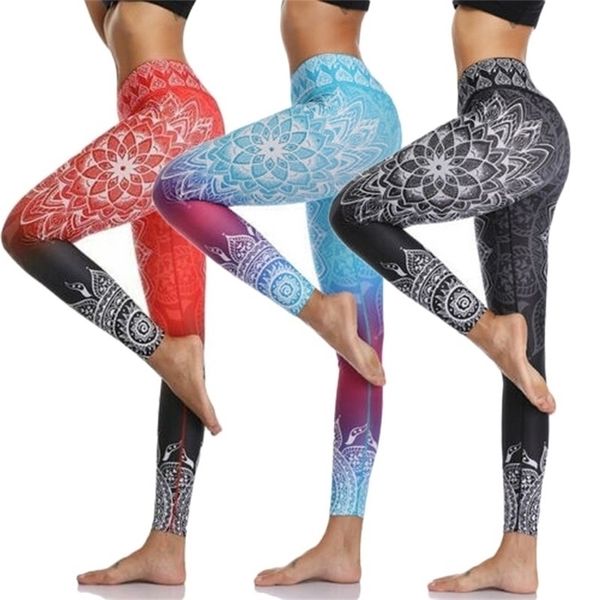 Geométrico 3D Imprimir Gradiente Cor Ginásio Ginásio Leggings Cintura Alta Scrunch Mallas Deporta Mujer Push Up Plus Size Women 210604